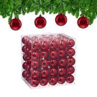 100XWEIHNACHTSKUGELN - Rot, Kunststoff (6/7/6cm) - Relaxdays