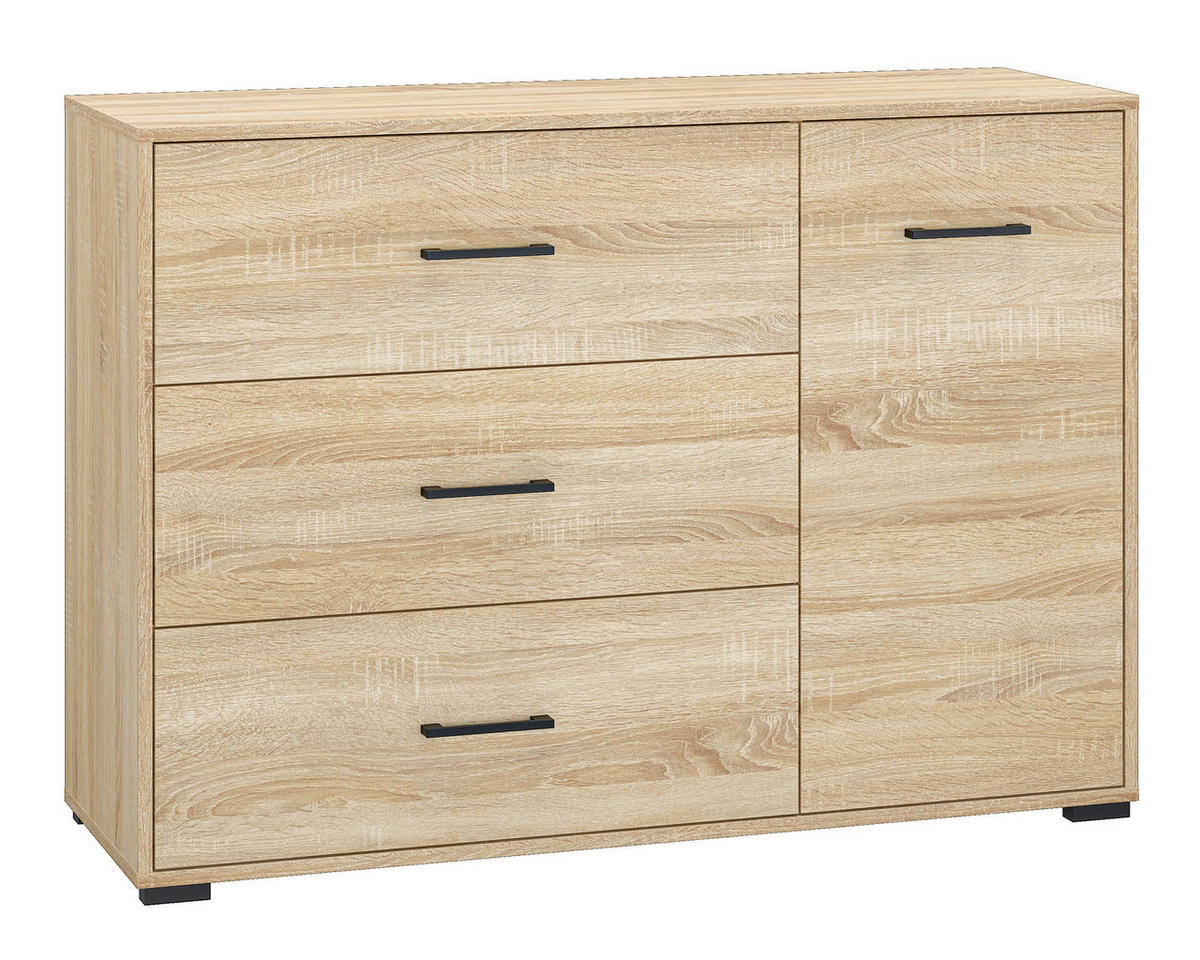 SIDEBOARD Caro Sonoma Eiche hell 120 / 40 / 85cm - Braun/Sonoma Eiche, Holz/Holzwerkstoff (120/85/40cm) - Feldmann-Wohnen