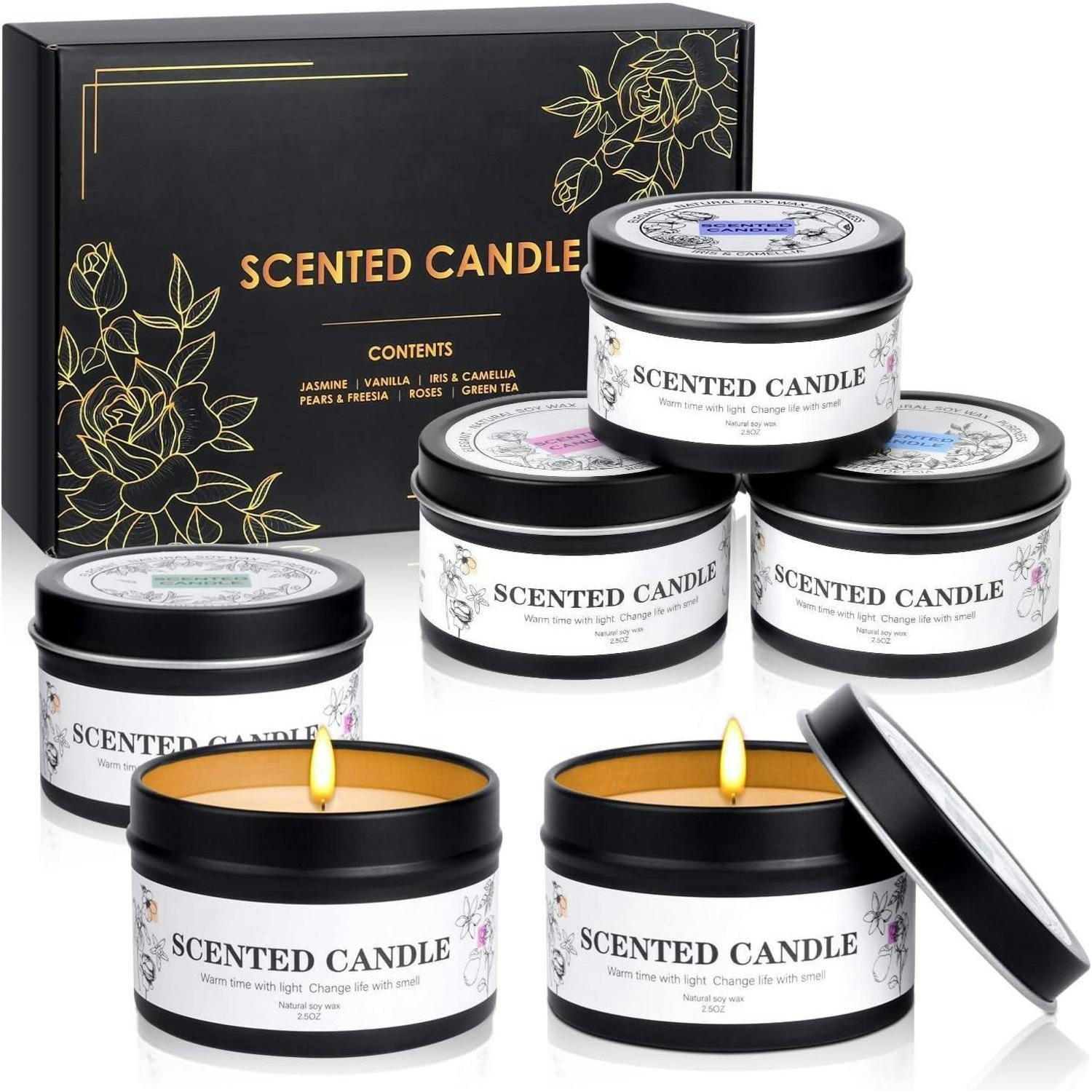 DUFTKERZEN Geschenkset 6-teiliges Set Sojawachs Aromatherapie - Multicolor, Paraffin (3cm)