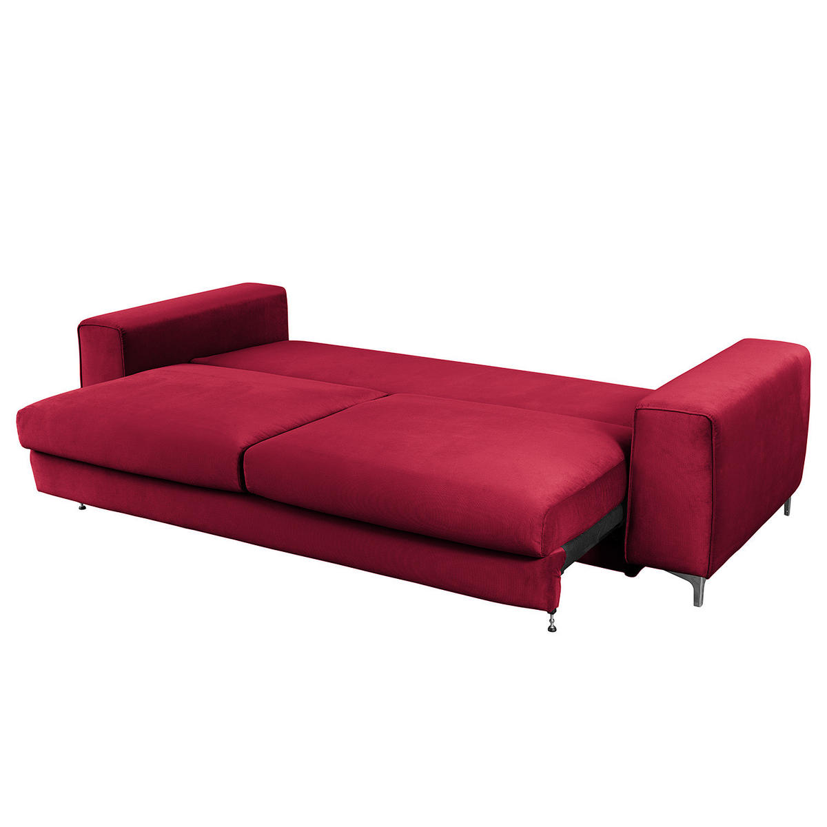 SCHLAFSOFA - Samt - Bordeaux/Silberfarben, Textil/Metall (265/91/105cm) - home24