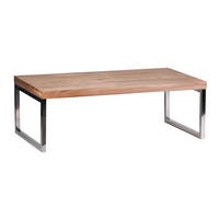 COUCHTISCH Massivholz mit Chromfüßen Handgefertigt, Beige 120x60x40 cm - Beige/Silberfarben, Holz/Metall (60/120/40cm) - KADIMA DESIGN