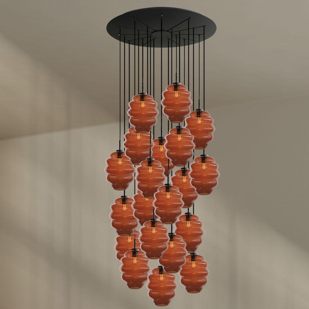 GALERIELEUCHTE Echos 20-flammig Braun Ø 25cm - Schwarz/Braun, Glas (25/25/28cm) - s.luce