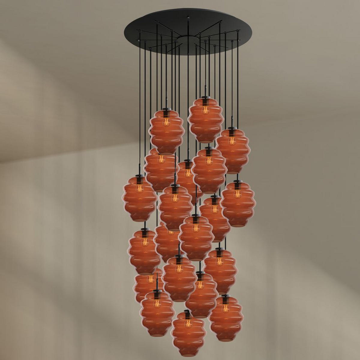 GALERIELEUCHTE Echos 20-flammig Braun Ø 25cm - Schwarz/Braun, Glas (25/25/28cm) - s.luce