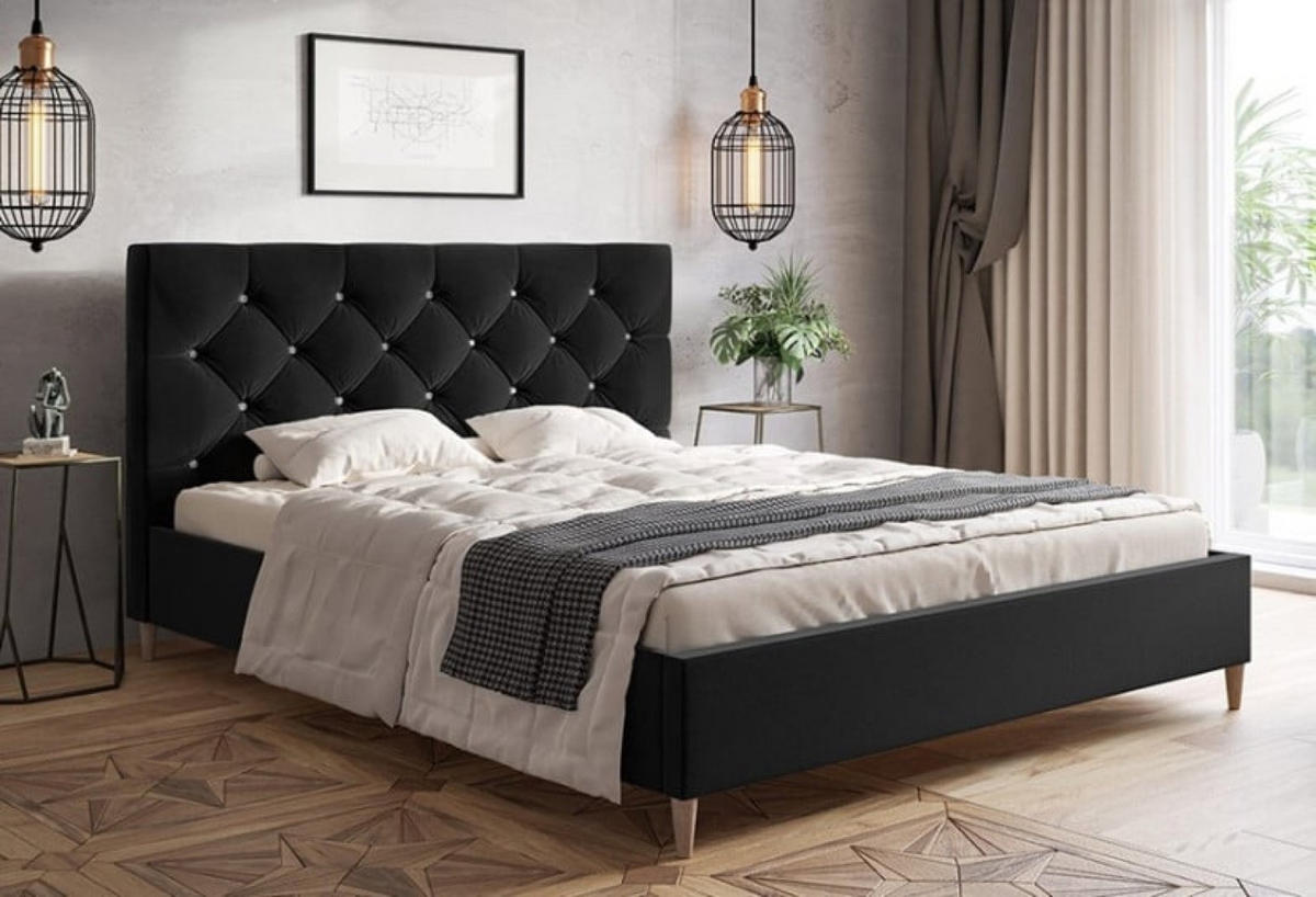 BETT Schwarz LUXO 6 Gepolstert Auf Hohen Beinen 180x200 cm - Eichefarben/Schwarz, Textil (180/200cm) - Sepro Meble