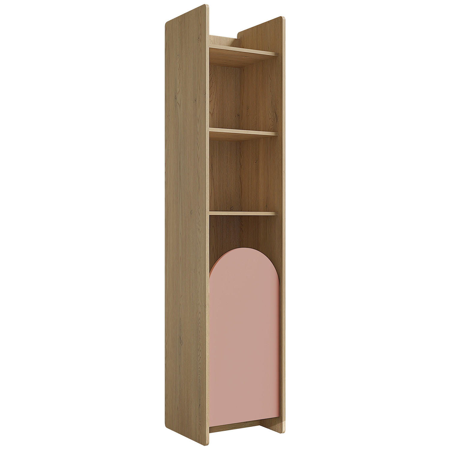 BÜCHERREGAL Lena mit Tür und offenen Fächern, 43 cm, für Jugendliche, Eiche Cremona/Macadamia/Puderrosa, Links - Eichefarben/Beige, Holzwerkstoff (43/198/40cm) - Beautysofa