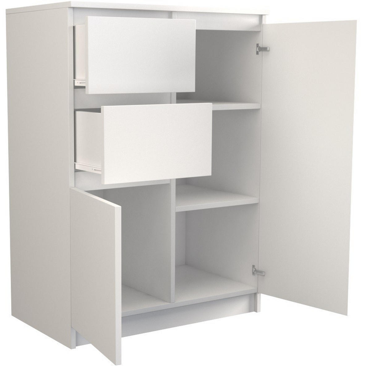 KOMMODE 2D2S - WEISS - Weiß, Holzwerkstoff (70/97/40cm) - CDF