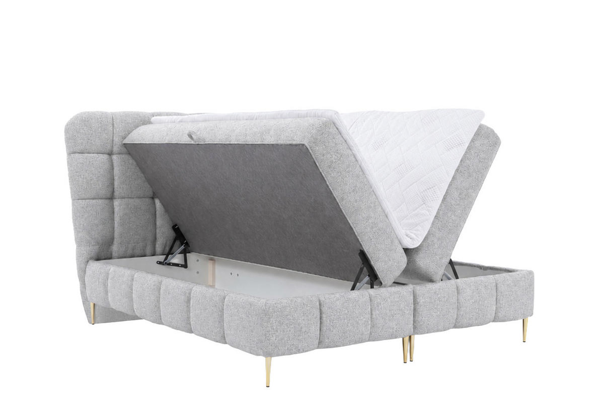 BOXSPRINGBETT Mit Zwei Bettkasten, Stoff Corbett, Hellgrau, 180x200 cm, LOLLY - Hellgrau, Holz (180/200cm) - Kaiser Möbel