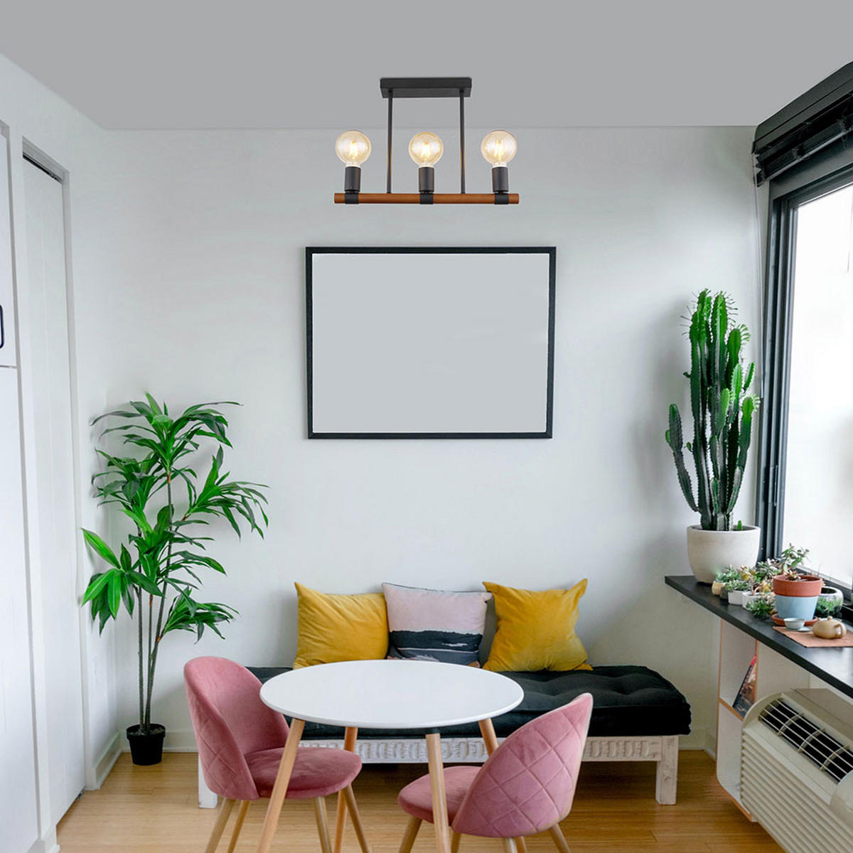 DECKENLEUCHTE Heinrich Holz Schwarz Braun - Braun, Holz (50/60/45cm) - Globo Lighting