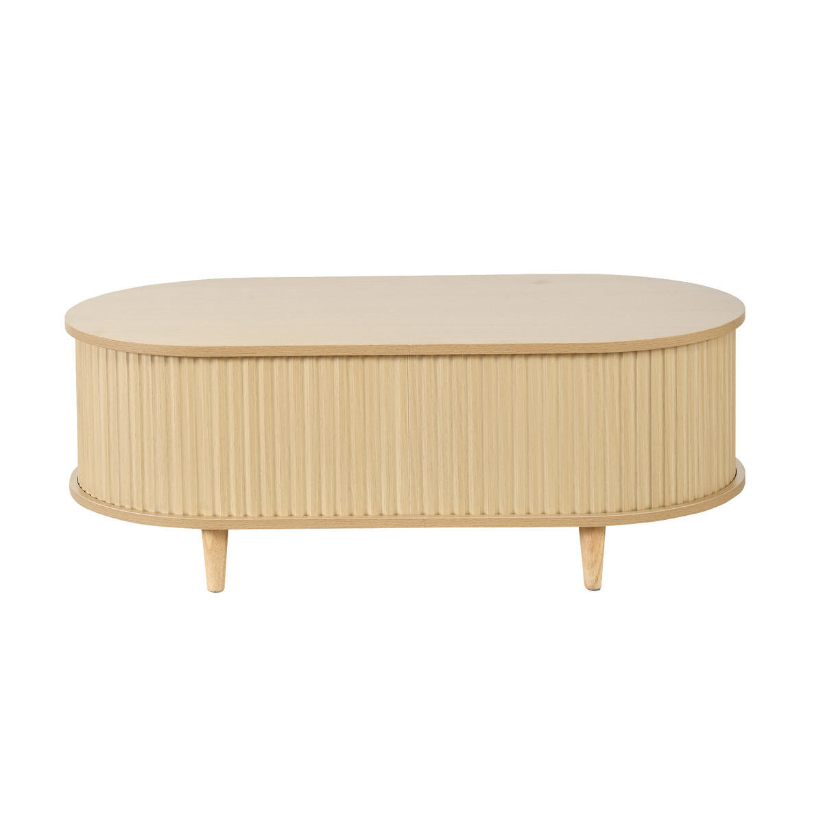 COUCHTISCH in Eichefarben Sofatisch mit Schublade und Rolltür, Sofa- und Beistelltisch mit 4 Stützbeinen, B100/T50/H36cm - Eichefarben, Glas/Holzwerkstoff (50/100/36cm) - STILVORA