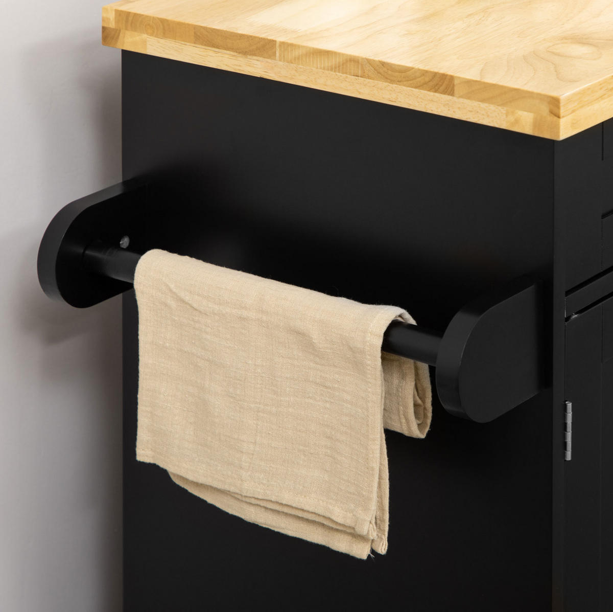 KÜCHENWAGEN mit Arbeitsplatte, Gewürzregal und Handtuchhalter 109 x 40 x 89 cm Black - Schwarz, Holz (40/89/109cm) - Beauniv