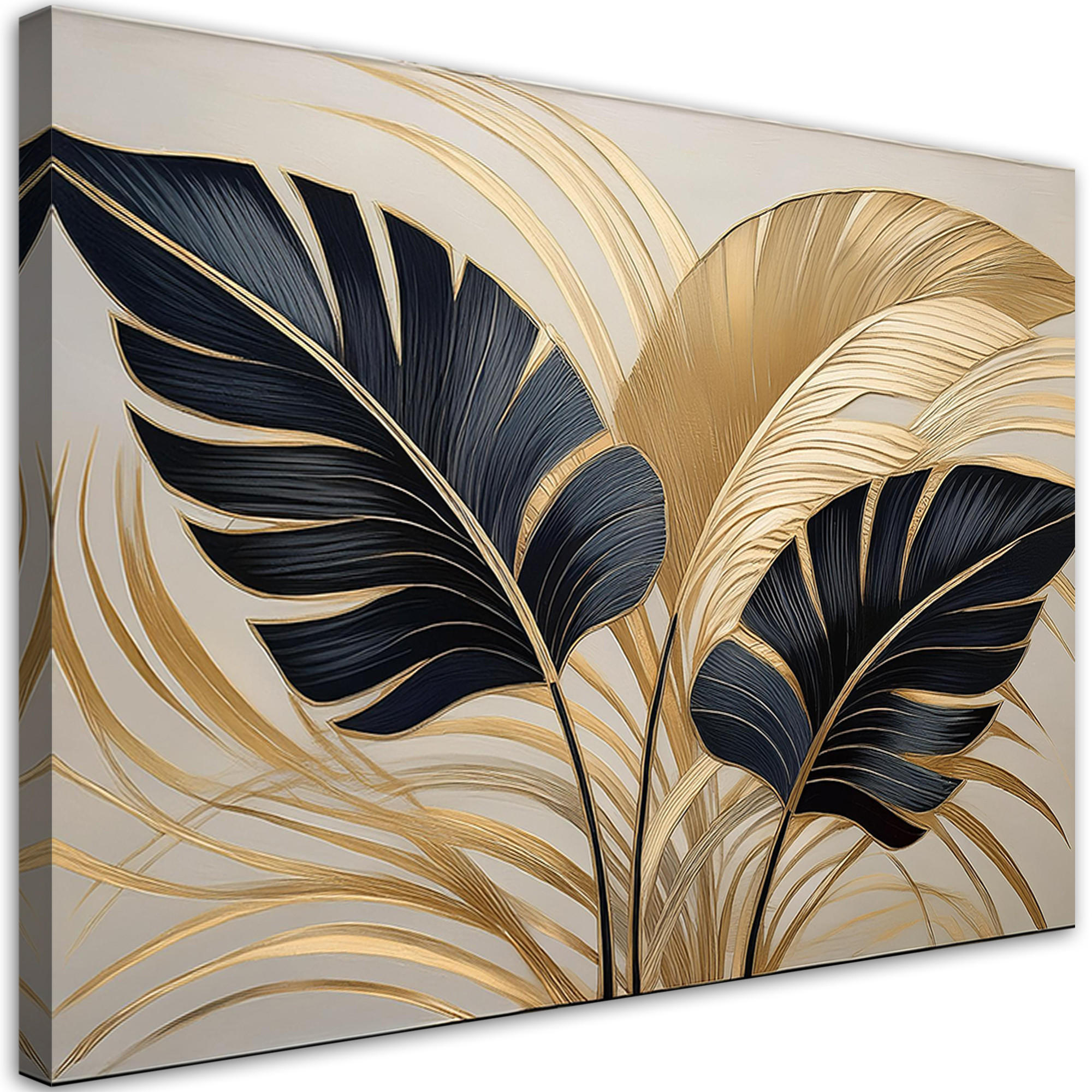 WANDBILD blätter pflanzen boho - Beige, Textil (60/40cm) - Feeby