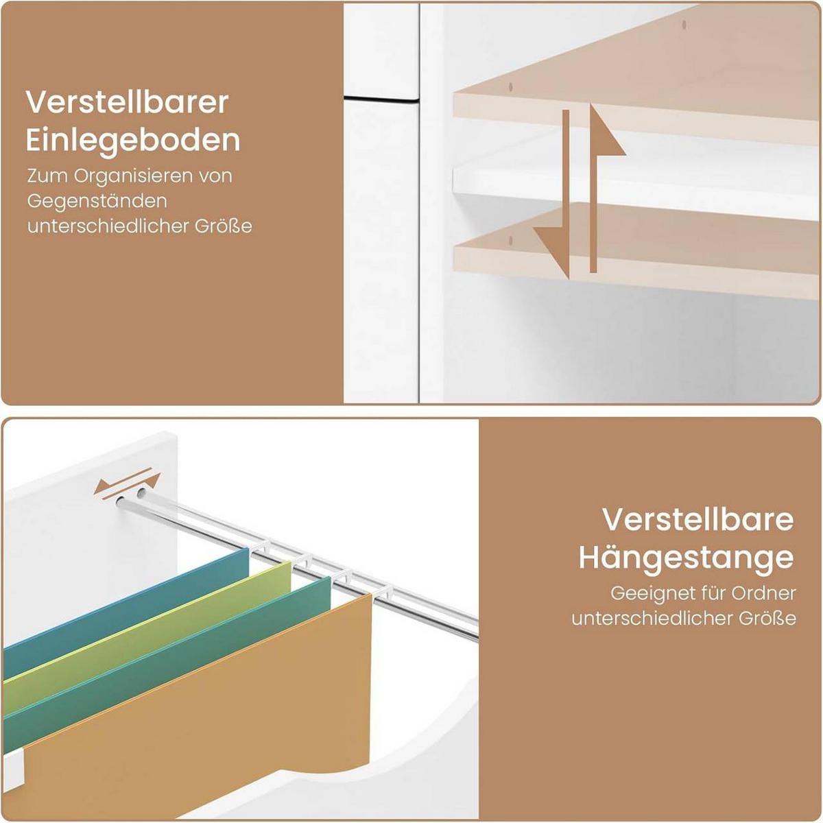 ROLLCONTAINER mit 3 Schubladen,5 Rollen, Weiß - Schwarz/Weiß, Holzwerkstoff (80/69.5/39.5cm) - Woltu