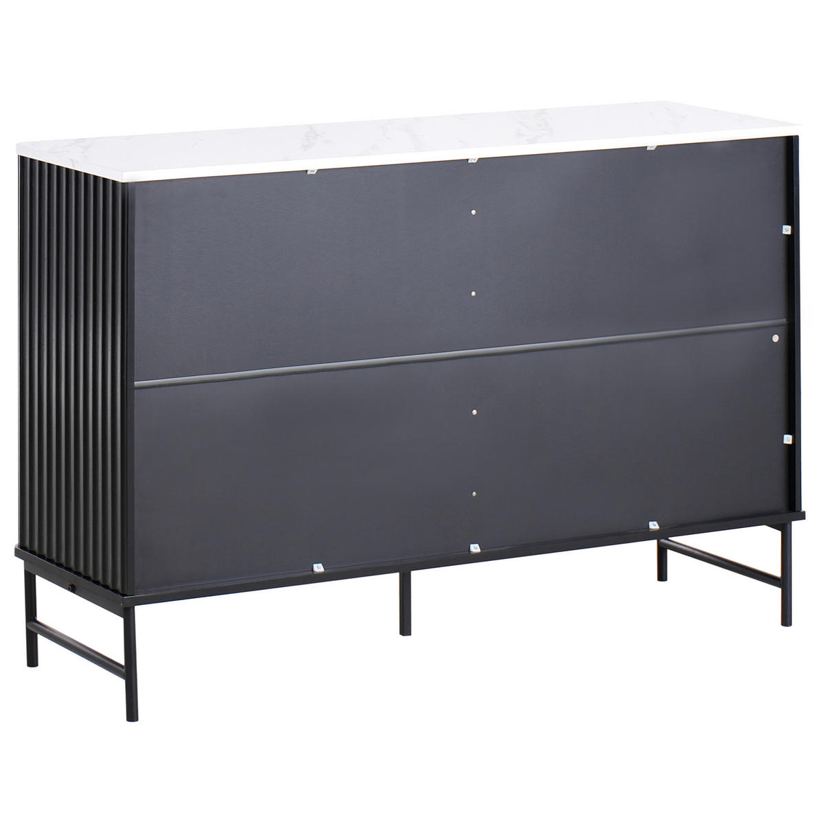 KOMODA s 6 zásuvkami Mramor Look/Černá Glastonbury - bílá, kompozitní dřevo (120/80/40cm) - Beliani