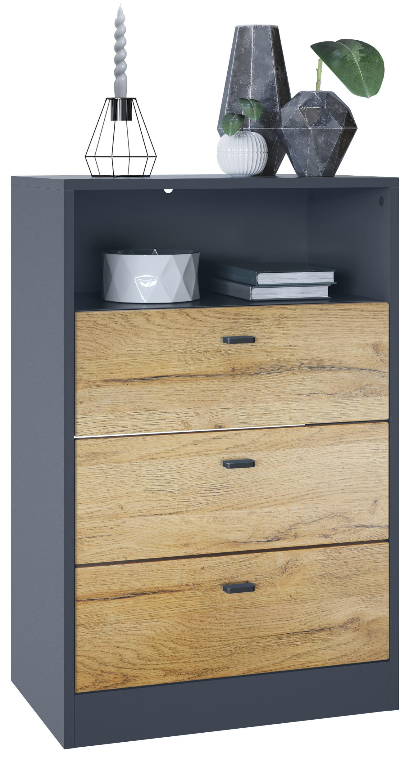 KOMMODE Pino Fronten in Eiche Natur - Eichefarben, Holzwerkstoff (56/86.5/36cm) - Vladon