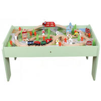 SPIELTISCH MIT HOLZEISENBAHN 90-tlg. Set Tisch Farbe Grün - Grün, Holzwerkstoff (57/98cm) - Coemo