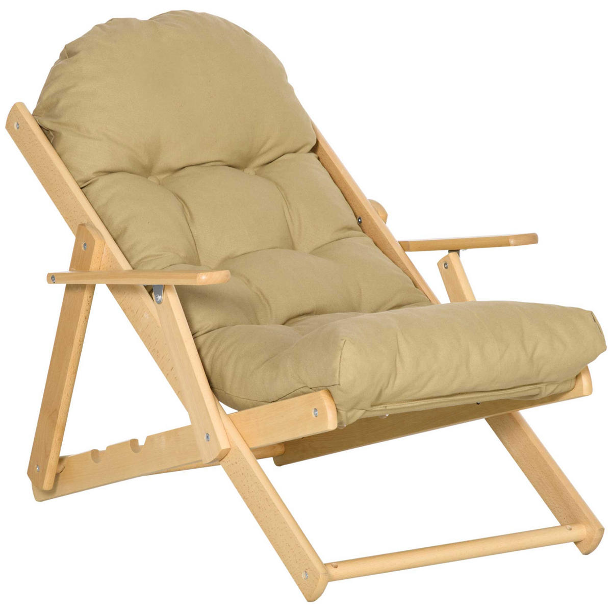 RELAXSESSEL DE-06808 mit verstellbarer Rückenlehne und Buchenholzrahmen Braun - Braun, Holz (89/96/71cm) - ComfortXL