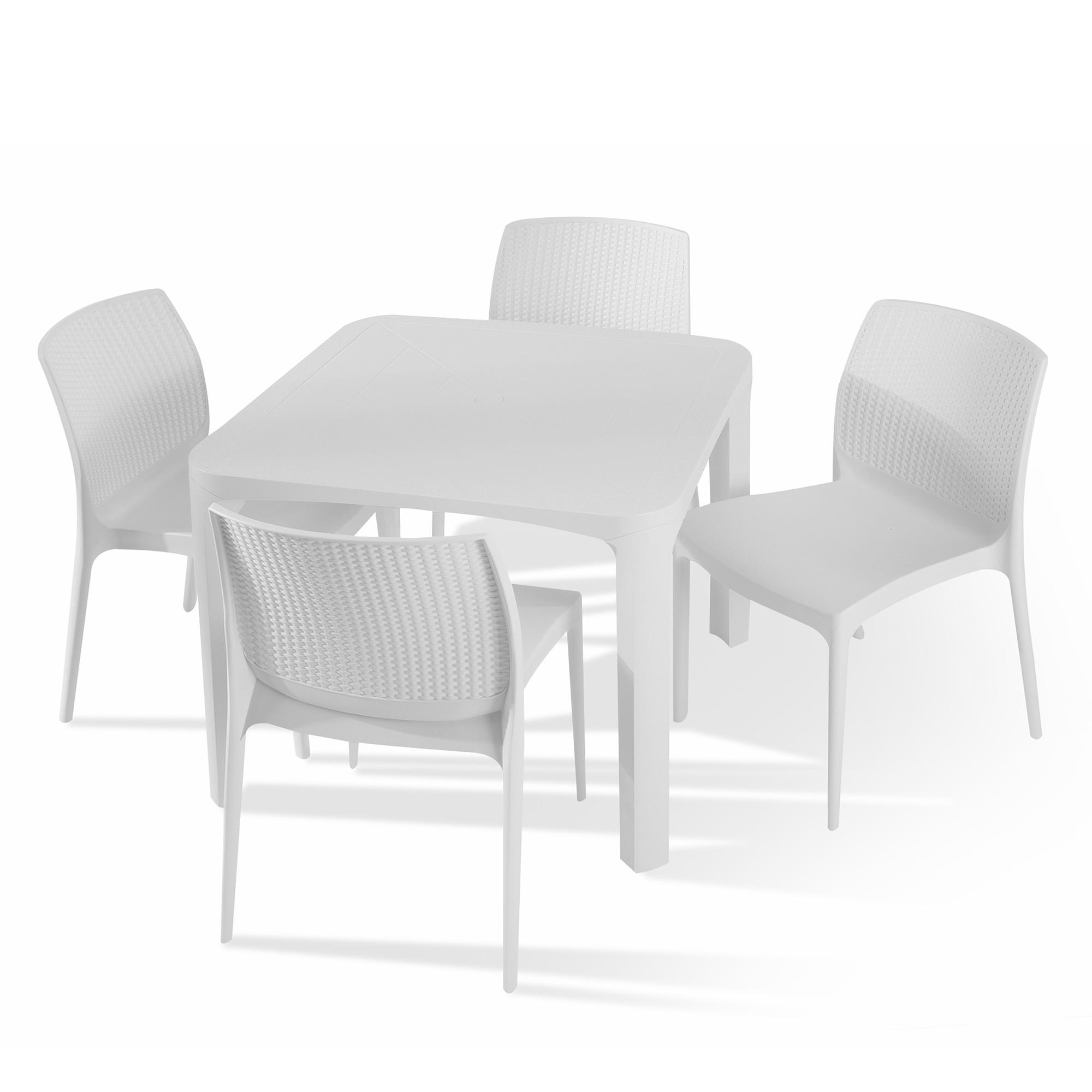 GARTENMÖBEL-SET LEOPSI, RANTU 5-tlg, Weiß - Weiß, Kunststoff - KONSIMO®