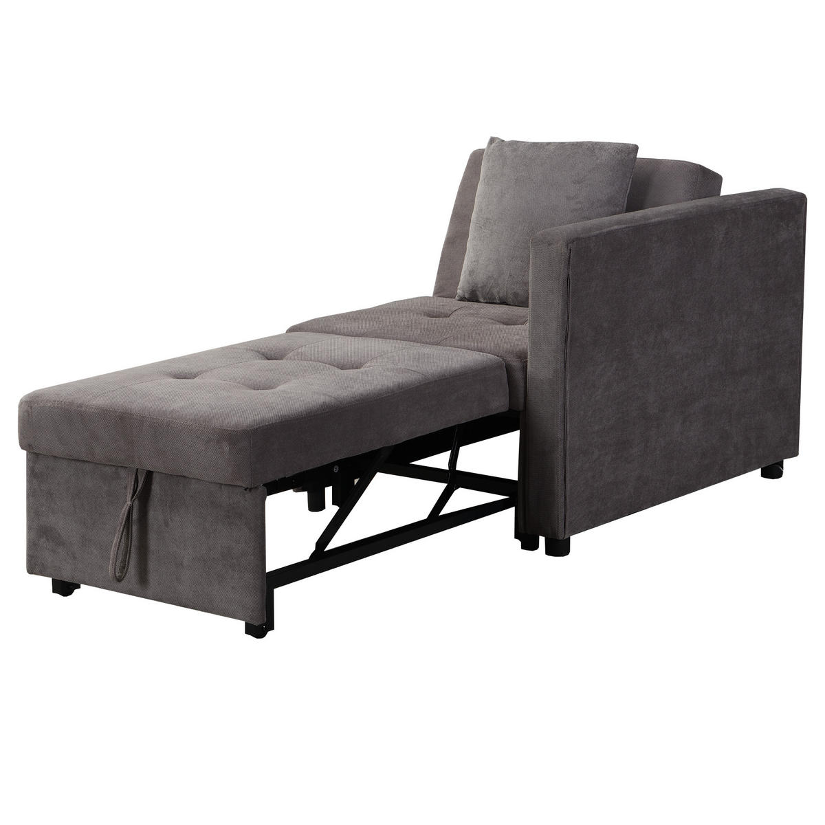 SCHLAFSOFA 3-in-1 Dunkelgrau mit verstellbarer Rückenlehne & USB-Anschlüssen 177/68/65 cm - Dunkelgrau, Leder (68/65/97cm) - OKWISH