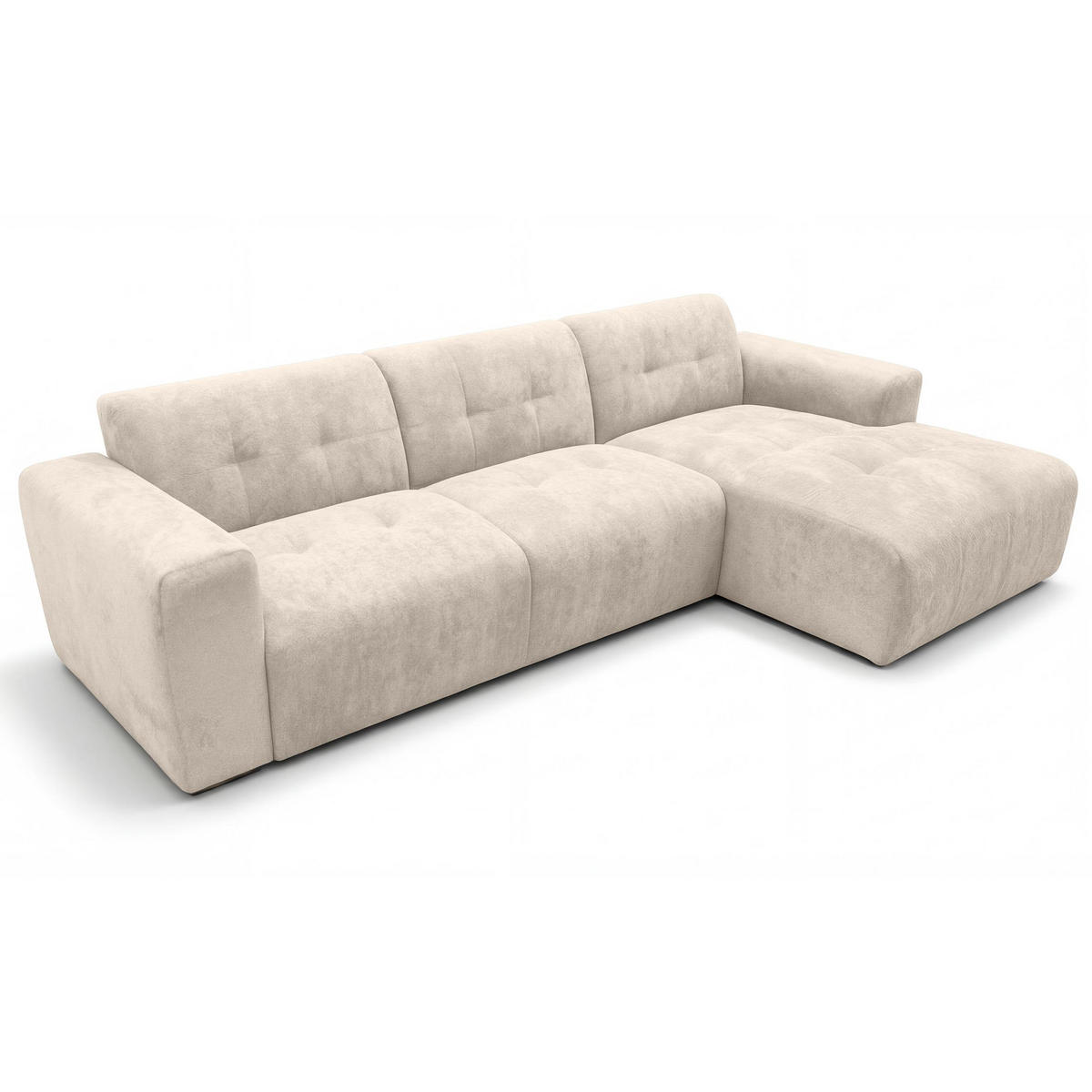 ECKSOFA L Form Corlu Creme 310/165/78 cm – stilvolle kleine Eckcouch Rechts - Creme/Schwarz, Kunststoff/Textil (165/310cm) - AX Living