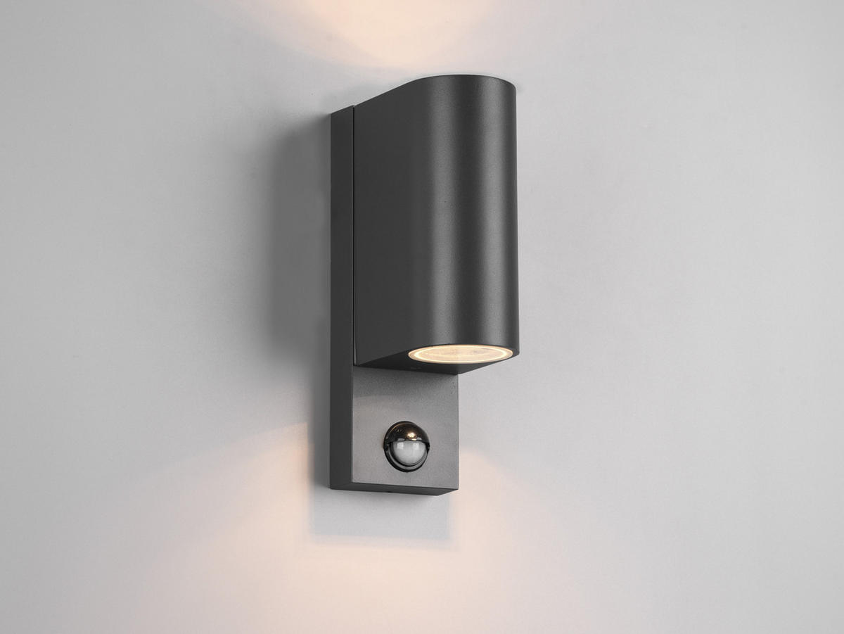 AUSSENWANDLEUCHTE mit Bewegungsmelder, Aluminium Anthrazit Höhe 22cm - Anthrazit, Metall (7/22/12cm) - meineWunschleuchte