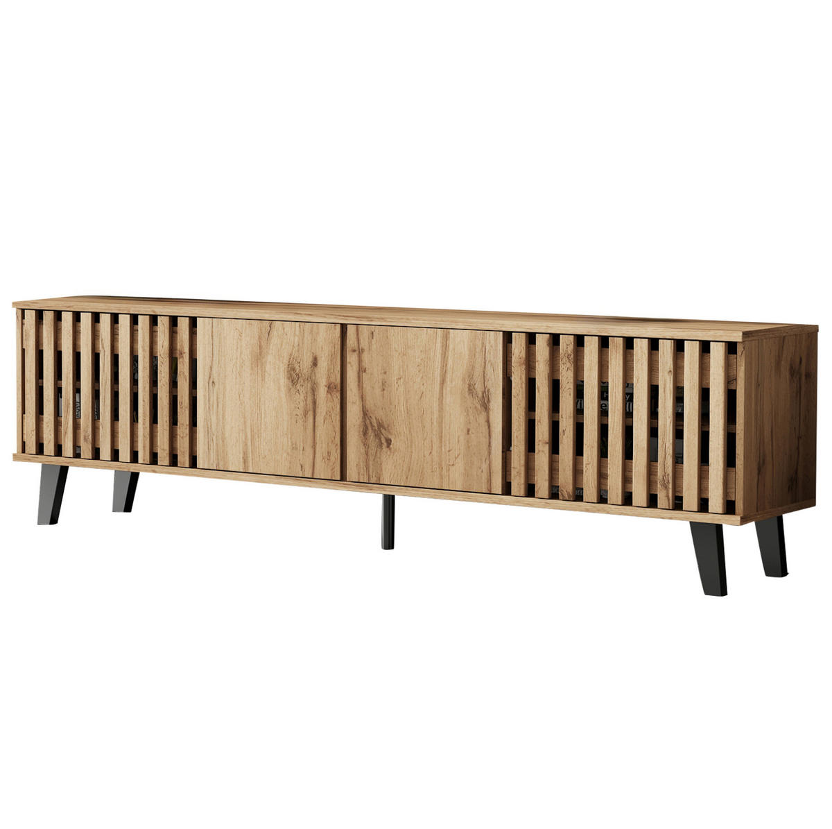 TV-SCHRANK mit 8 Ablagefächern 180 x 40 x 55 cm Holzoptik - Braun, Holzwerkstoff (40/55/180cm) - Beauniv