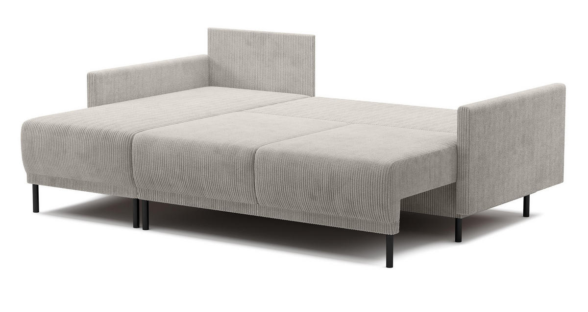 ECKSOFA Hamiel Hellbeige Cordbezug - Ecru/Schwarz, Holz/Textil (212/142cm) - Selsey