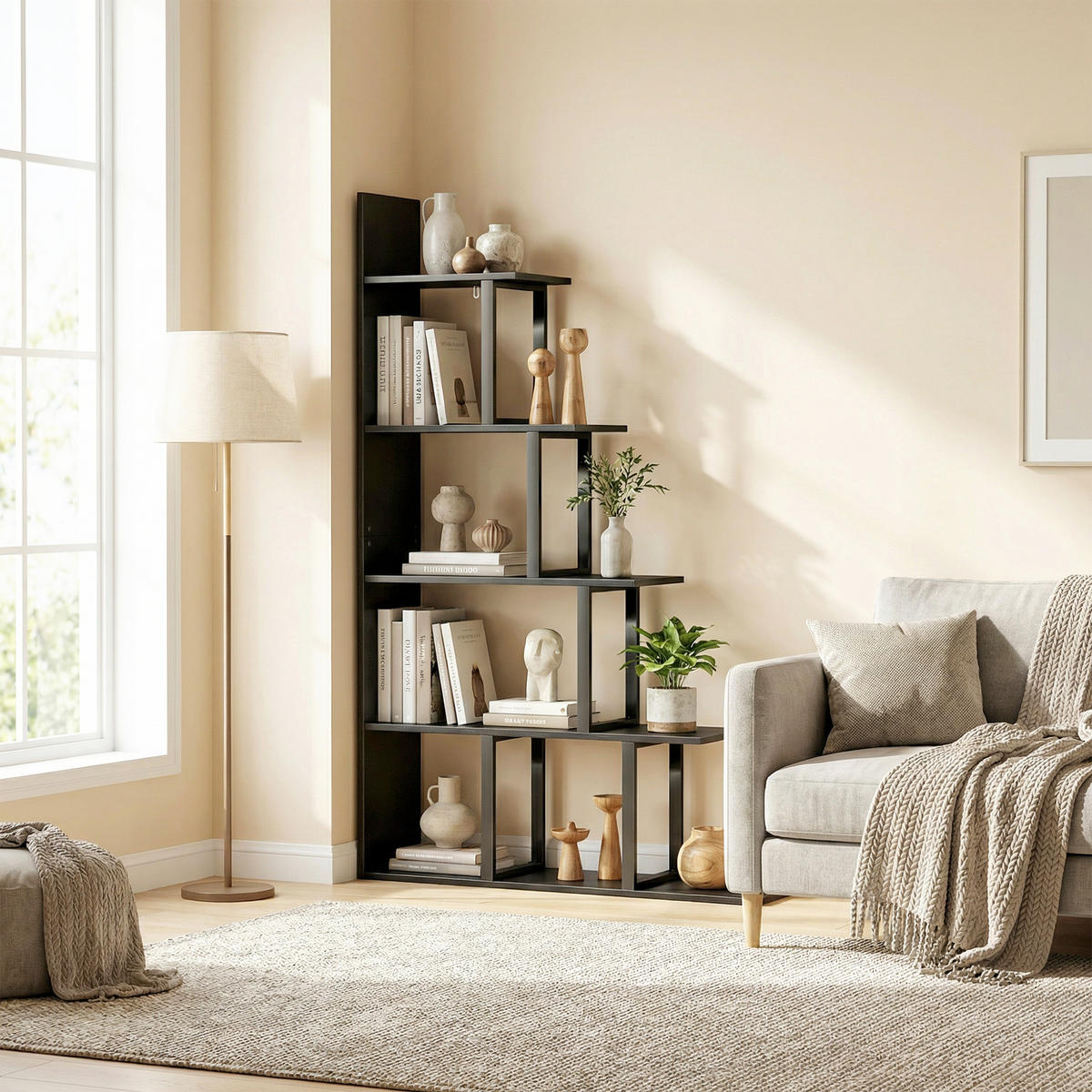 REGAL DE-15571 102/30/160 cm, 5-stufig Schwarz - Schwarz, Holzwerkstoff (102/160/30cm) - ComfortXL