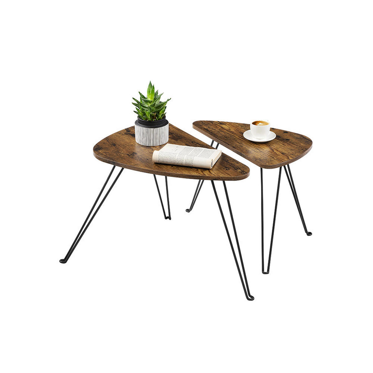 BEISTELLTISCH COUCHTISCH 2ER-SET - Braun, Holzwerkstoff (60/38/48cm) - Hansiro
