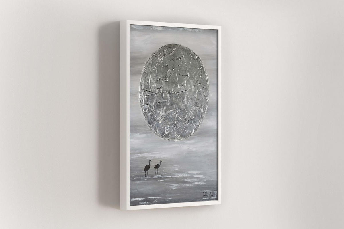 ACRYLBILD HANDGEMALT 60/90 cm - Silberfarben/Grau, Holz/Textil (60/90cm) - KUNSTLOFT