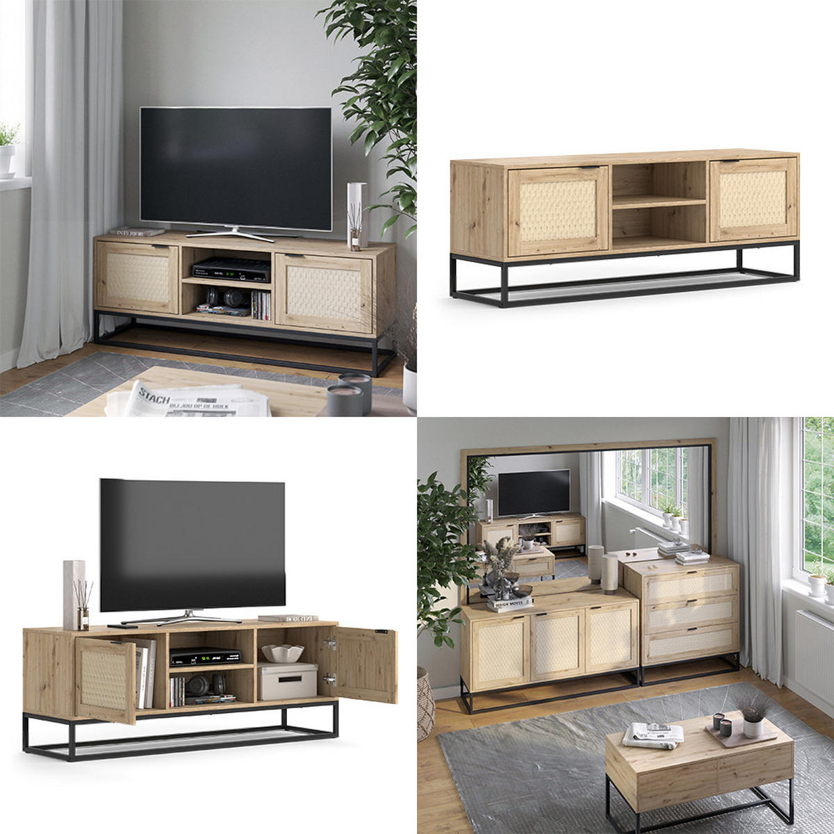 LOWBOARD Natal Sonoma 140 x 52.5 cm mit 2 Türen - Sonoma Eiche, Holzwerkstoff (140/52.5/40cm) - Vicco