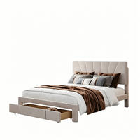 POLSTERBETT 140 x 200 Doppelbett mit Schublade,Bett aus Samtstoff - Grau, Holz/Textil (140/200cm) - PARAFTA HOME