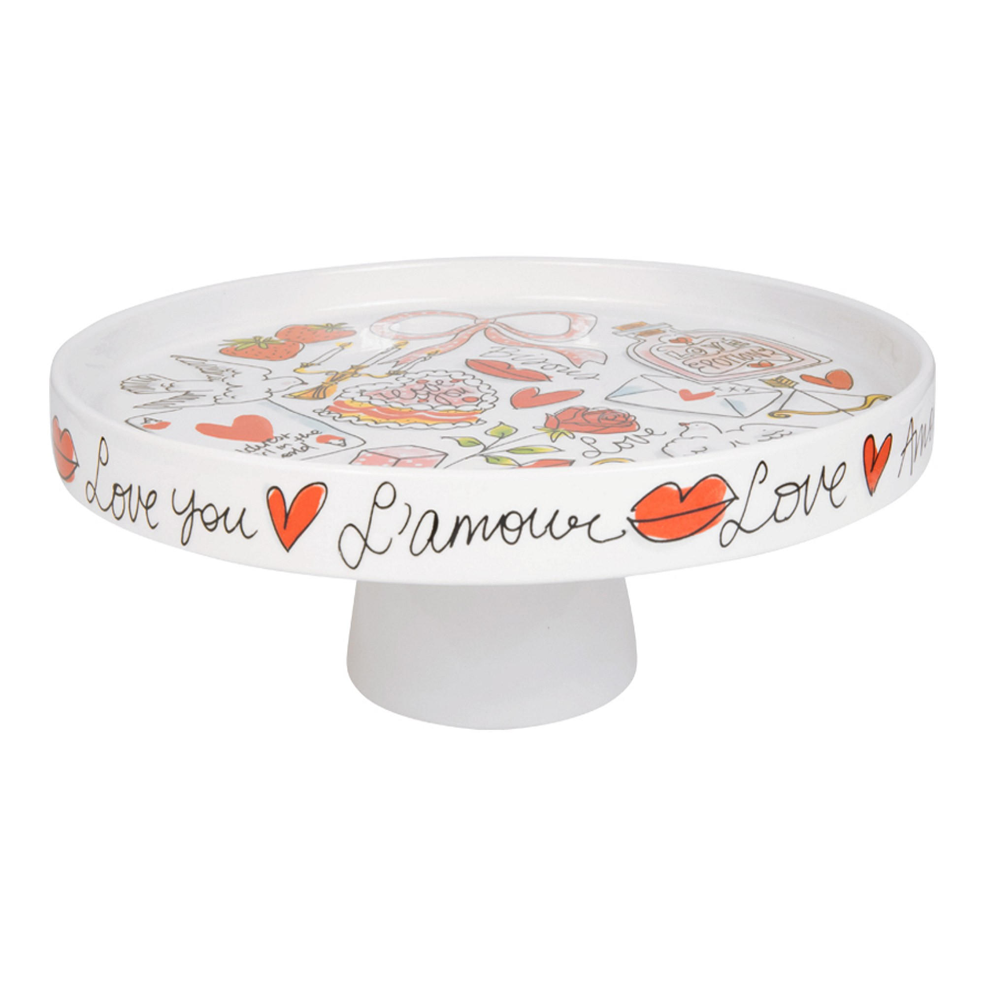 TORTENPLATTE Valentinstag L'amour in Bunt - 24cm - Multicolor, Keramik (24/10/24cm) - Blond Amsterdam