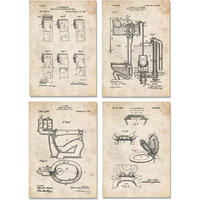 POSTER Set mit 4 Badezimmer Vintage Patent Größe A4 Rahmenlos - Klar, Papier (21/1/29.7cm) - Nacnic