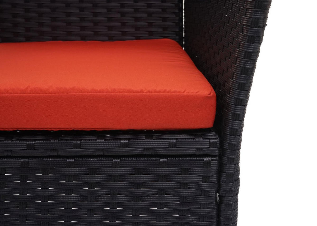 GARTENBANK mit Tisch Schwarz Kissen Terrakotta - Schwarz, Metall (132/84/55cm) - PROREGAL