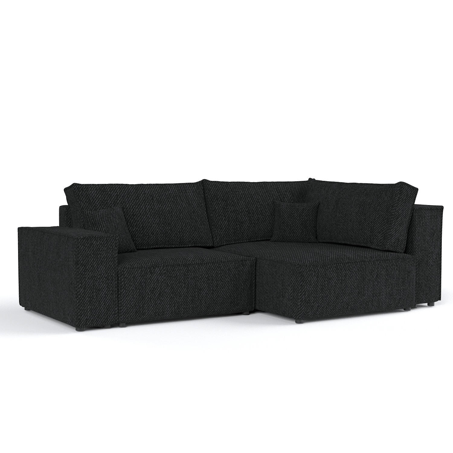 ECKSOFA AVION mit Schlaffunktion Schwarz im Neve Stoff - Schwarz, Holz/Holzwerkstoff (253/148cm) - AltaBeds
