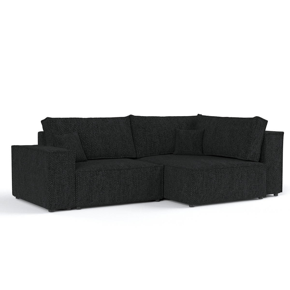 ECKSOFA AVION mit Schlaffunktion Schwarz im Neve Stoff - Schwarz, Holz/Holzwerkstoff (253/148cm) - AltaBeds