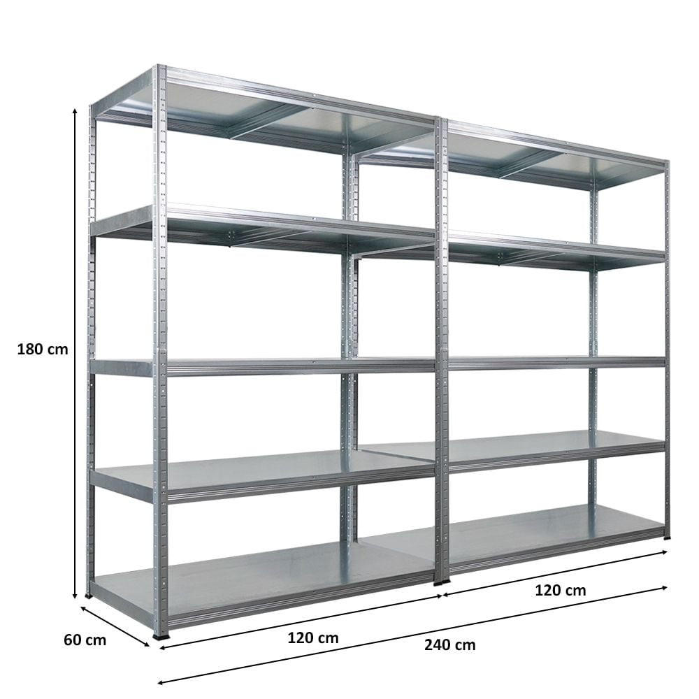 SCHWERLASTREGAL Steel Eagle 2er-Set 180x120x60cm Fachlast 130kg Verzinkt - Silberfarben, Metall (240/180/60cm) - PROREGAL