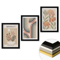 WANDBILDER 3er-Set - 20x30 cm Schwarzer Rahmen - Abstrakte Pflanzen in Pastellfarben - Schwarz, Kunststoff (20/30cm) - ArtPrintCave