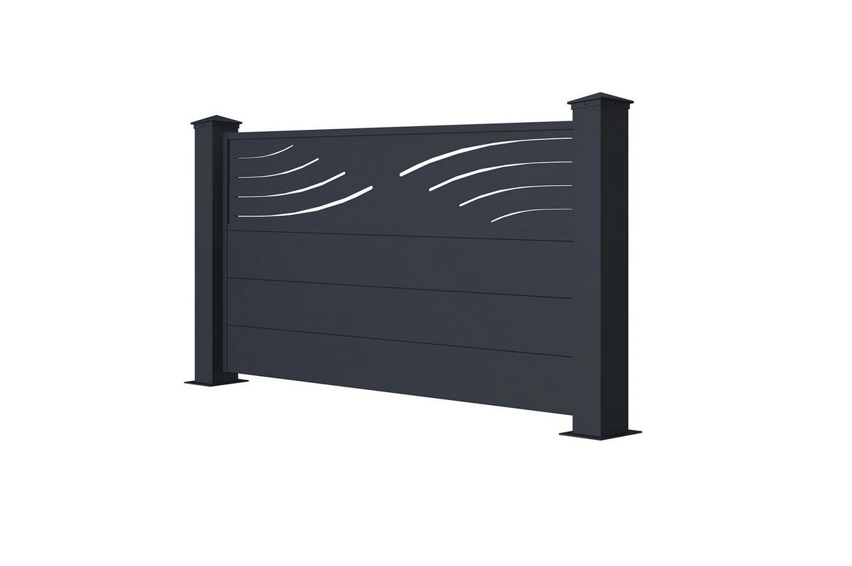 VORGARTENZAUN 2er-Set Veleta grau 1,9m H.90cm aluminium - Grau, Metall (378/89cm) - Casanoov
