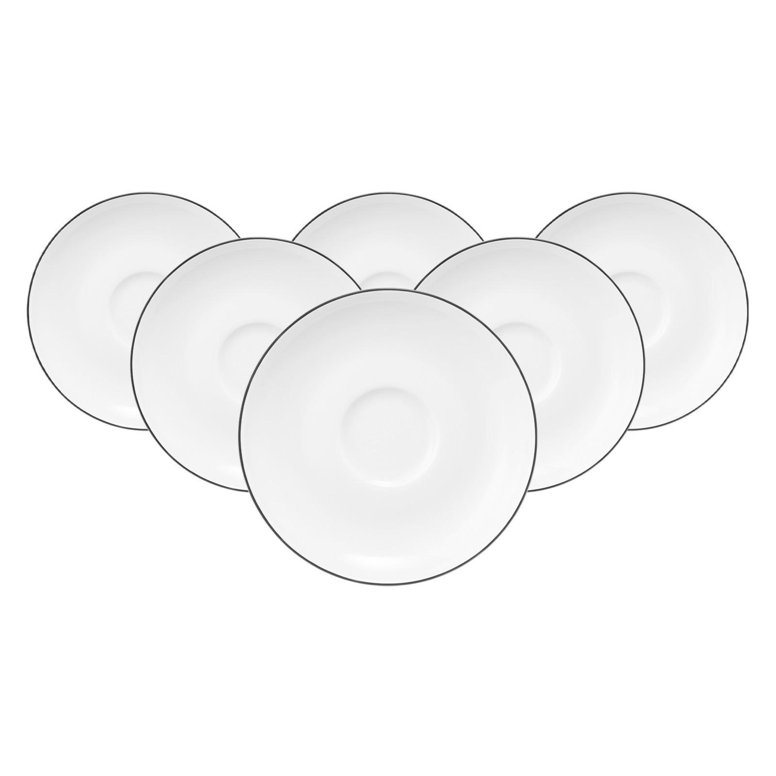 ESPRESSOUNTERTASSEN Lido Black Line weiß ø 12 cm 6er Set - Weiß, Keramik (12cm) - Seltmann Weiden