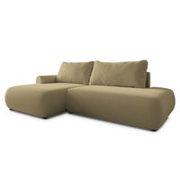 ECKSOFA NUVIRA CL L-S Senfgelb Samtstoff mit Schlaffunktion - Currygelb, Holzwerkstoff/Textil (279/158cm) - MASSENO