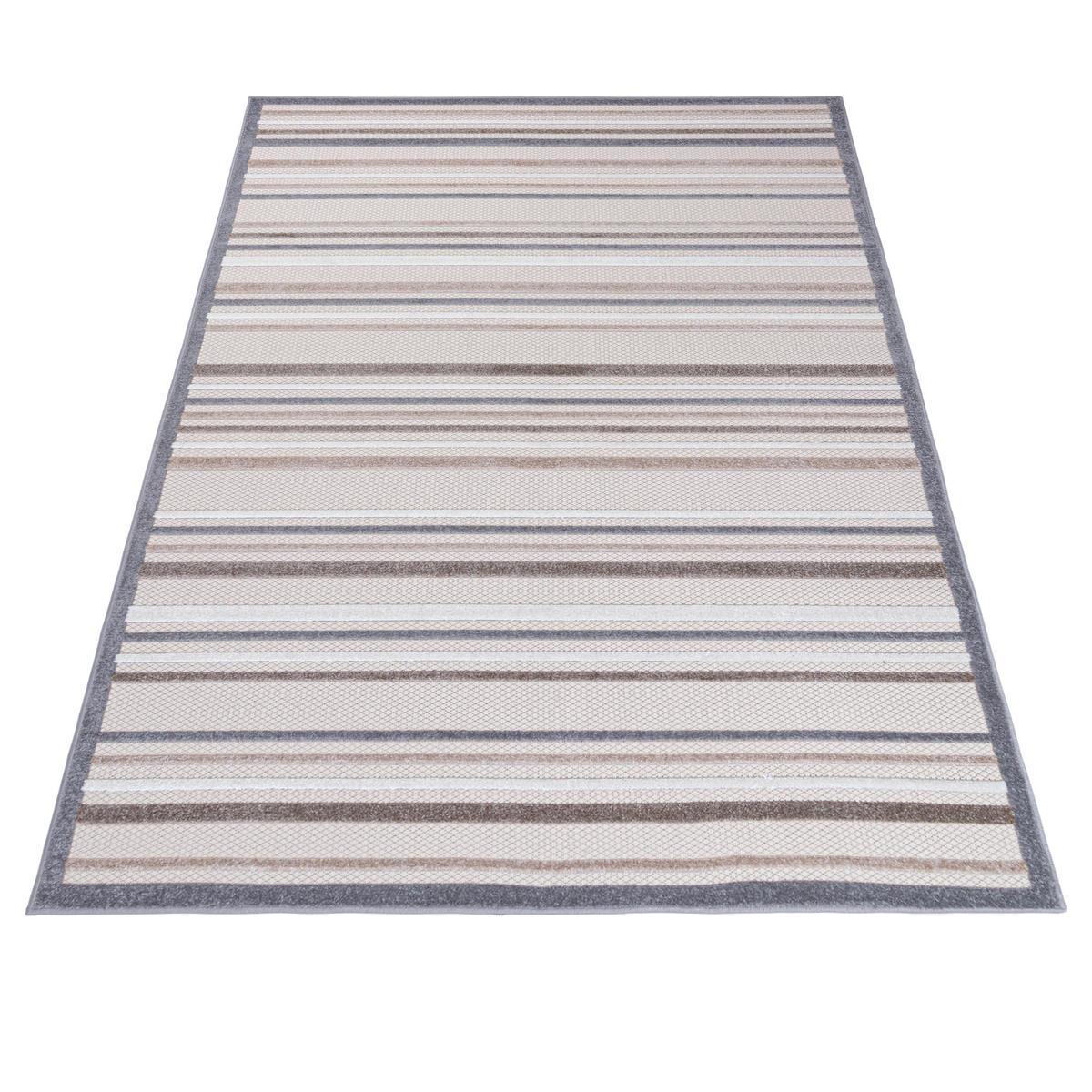 TEPPICH In-Outdoor Beige Abstract, Streifen - Kurzflor Rechteckig Creme - 160 x 230 cm - Beige/Blaugrau, Textil (160/230cm) - Mazovia