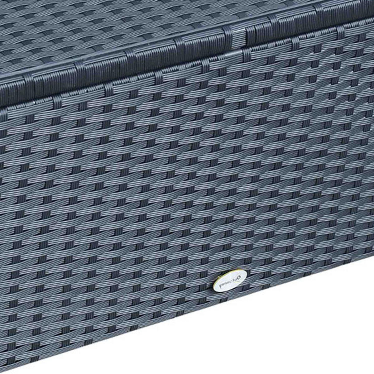 GARTENBEISTELLTISCH DE-13553 mit Geflecht und Glasplatte Schwarz - Schwarz, Metall (85/50/39cm) - ComfortXL