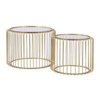 COUCHTISCH 2er-Set - Metall & Glas - Goldfarben - FERIDA - Goldfarben, Glas (68/68/49cm) - Vente-Unique