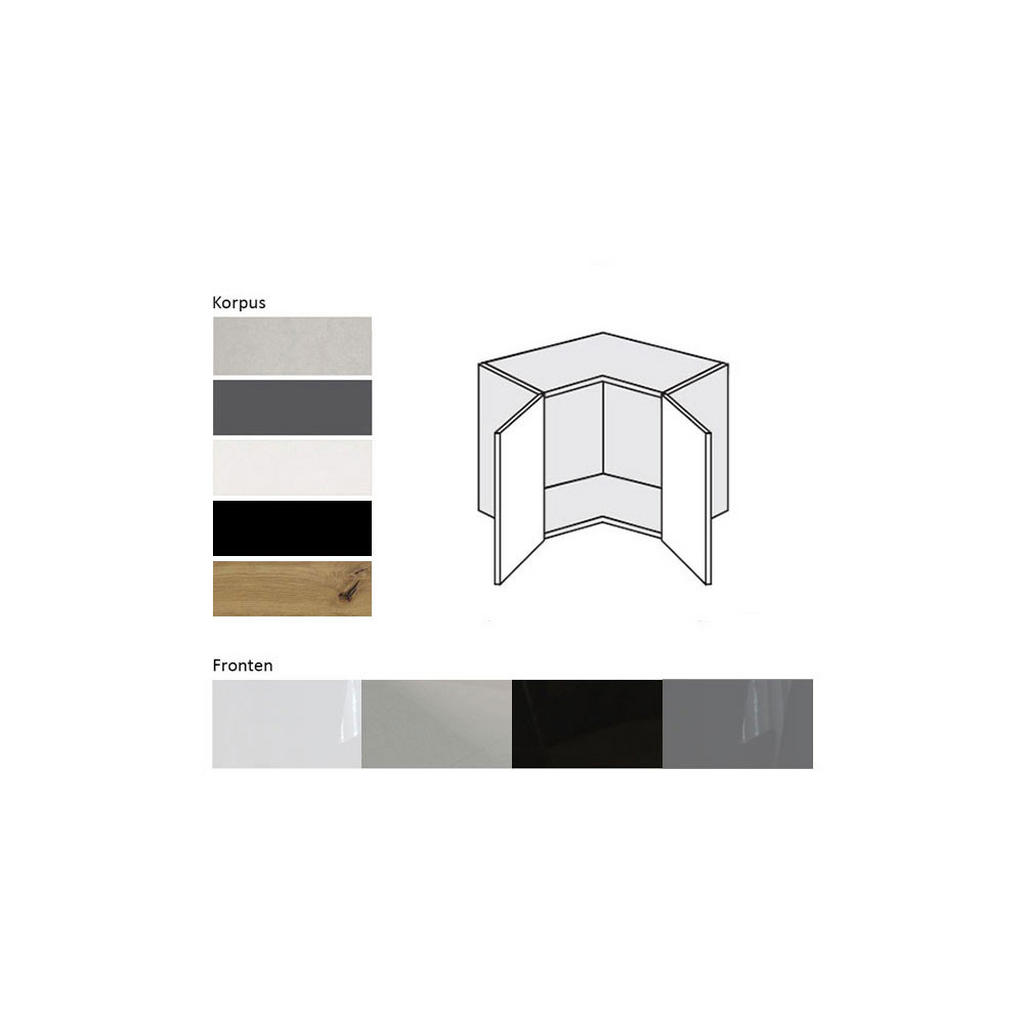 Thumbnail - Feldmann-Wohnen Eckhängeschrank, Grau, Schwarz, Holz, 1 Fächer, Rechteckig, 60x36x60 cm, Küchen, Küchenmöbel, Küchenschr...