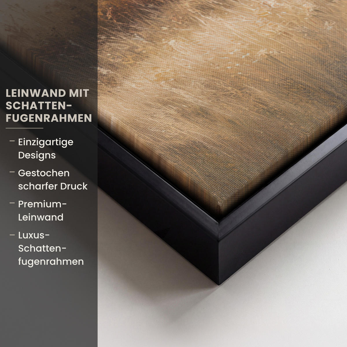 LEINWAND Bilder mit Rahmen - Gras - Morgennebel - Kreuz - Christentum - 70x100 - Beige, Textil (70/100cm) - MuchoWow