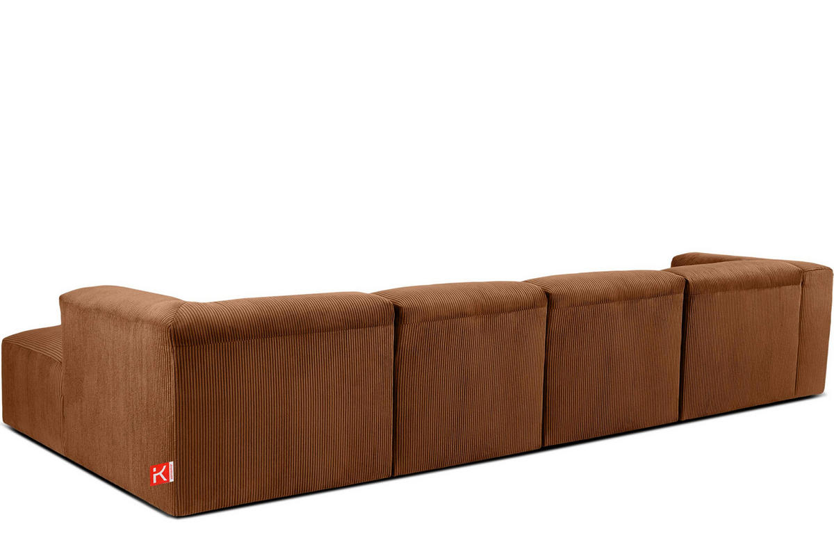 ECKMODULSOFA-RECHTS BUFFO 6-Sitzer mit extrem weicher Sitzfläche, Kordstoff, ore - Orange, Textil (377/180cm) - KONSIMO®