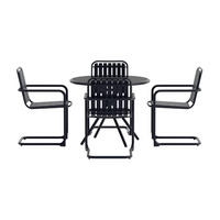 GARTENSET, Chios, Tisch Schwarz, Glas, 90 x 90 x 71 cm, 5-teilig - Schwarz, Glas - ebuy24