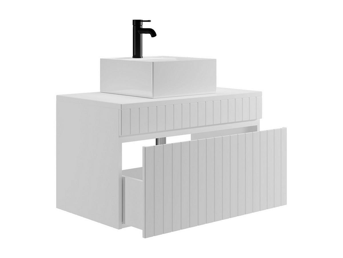 EINZELWASCHTISCH - 80cm x 46cm - MDF - weiß - SATARA - Weiß, Holz (80/46/46cm) - Vente-Unique