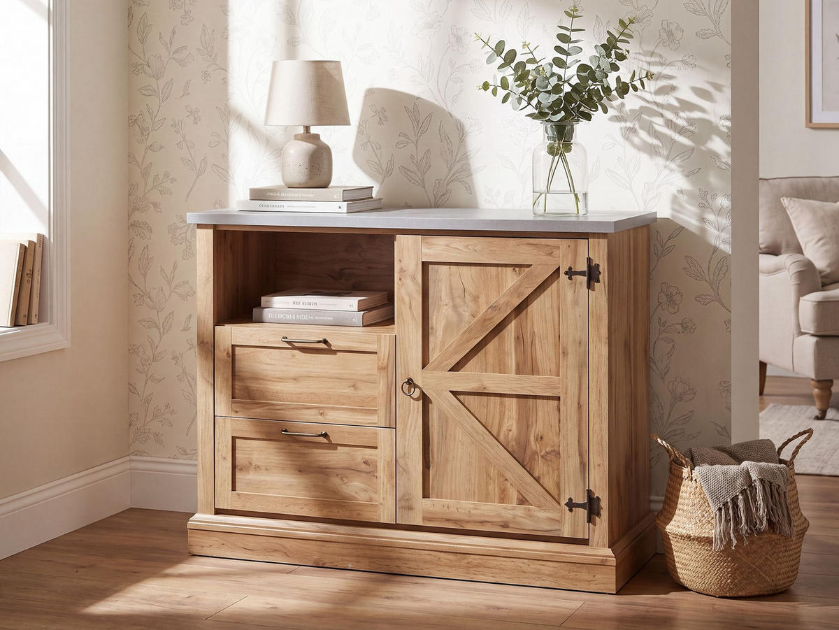 SIDEBOARD Hellbraun Toronto - Braun, Holzwerkstoff (101/79/40cm) - Beliani